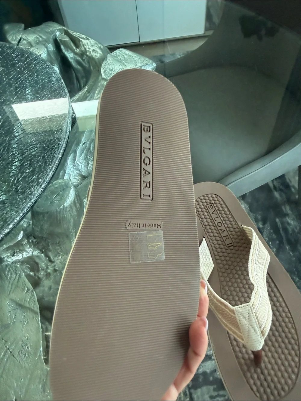 Bulgari woman’s Brown & Beige Flip Flop Sandals